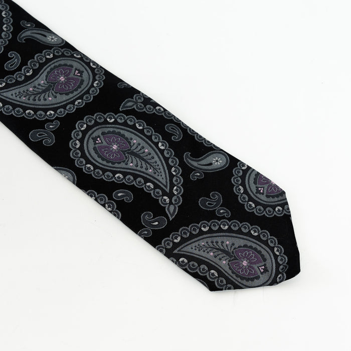 Etro Black Silk Paisley Tie