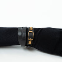 Balenciaga Grey Grained Leather Gold Buckle Bracelet Size L