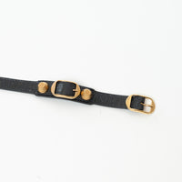 Balenciaga Grey Grained Leather Gold Buckle Bracelet Size L