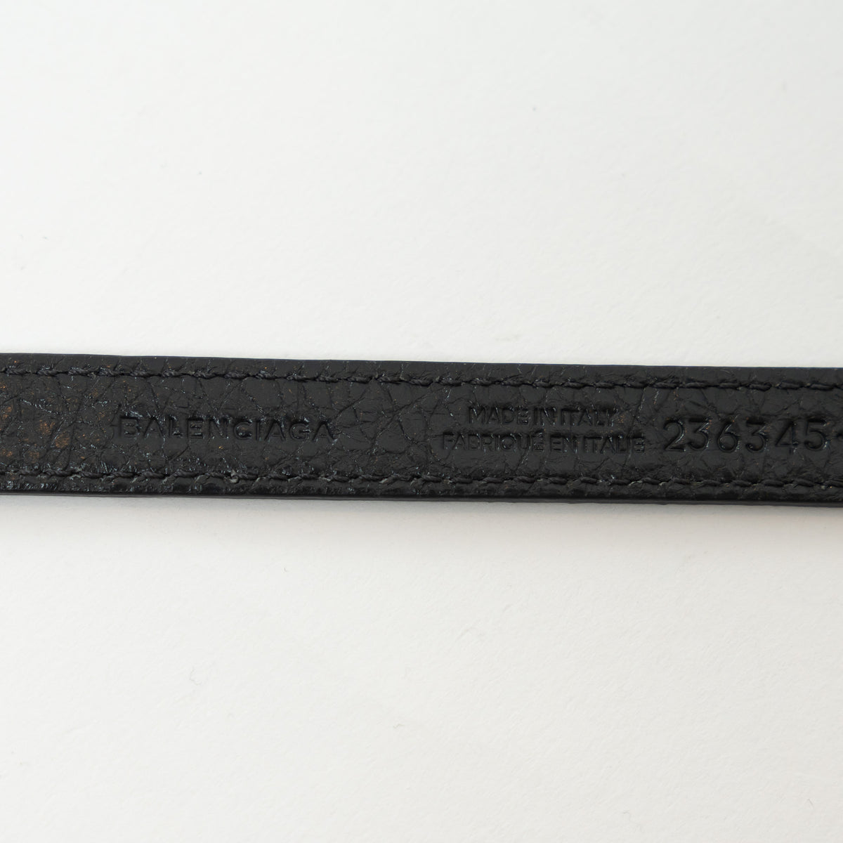 Balenciaga Grey Grained Leather Gold Buckle Bracelet Size L