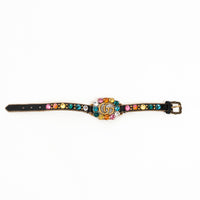 Gucci Multicolor Crystal Gold Marmont Leather Bracelet