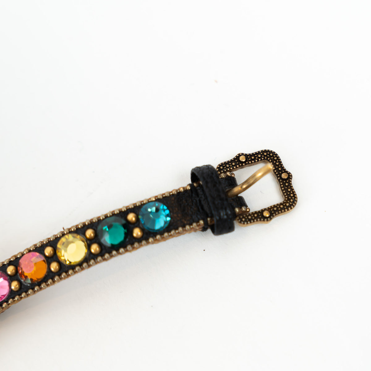 Gucci Multicolor Crystal Gold Marmont Leather Bracelet