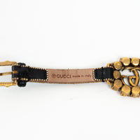 Gucci Multicolor Crystal Gold Marmont Leather Bracelet