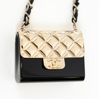 Pre-Loved Chanel™ Gold Tone Black Flap Bag Necklace