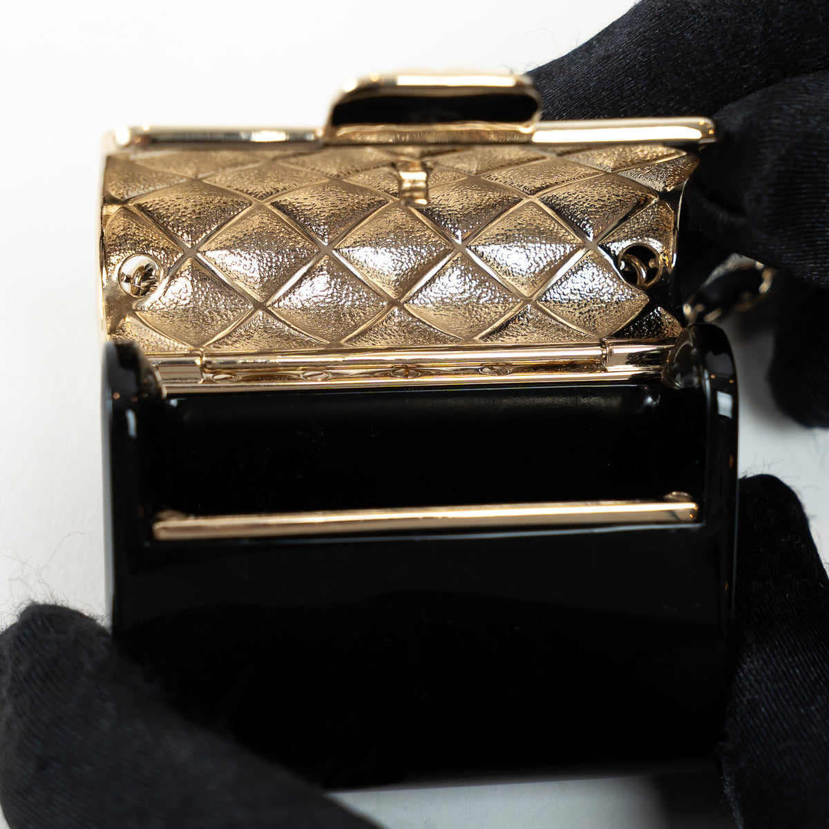Pre-Loved Chanel™ Gold Tone Black Flap Bag Necklace