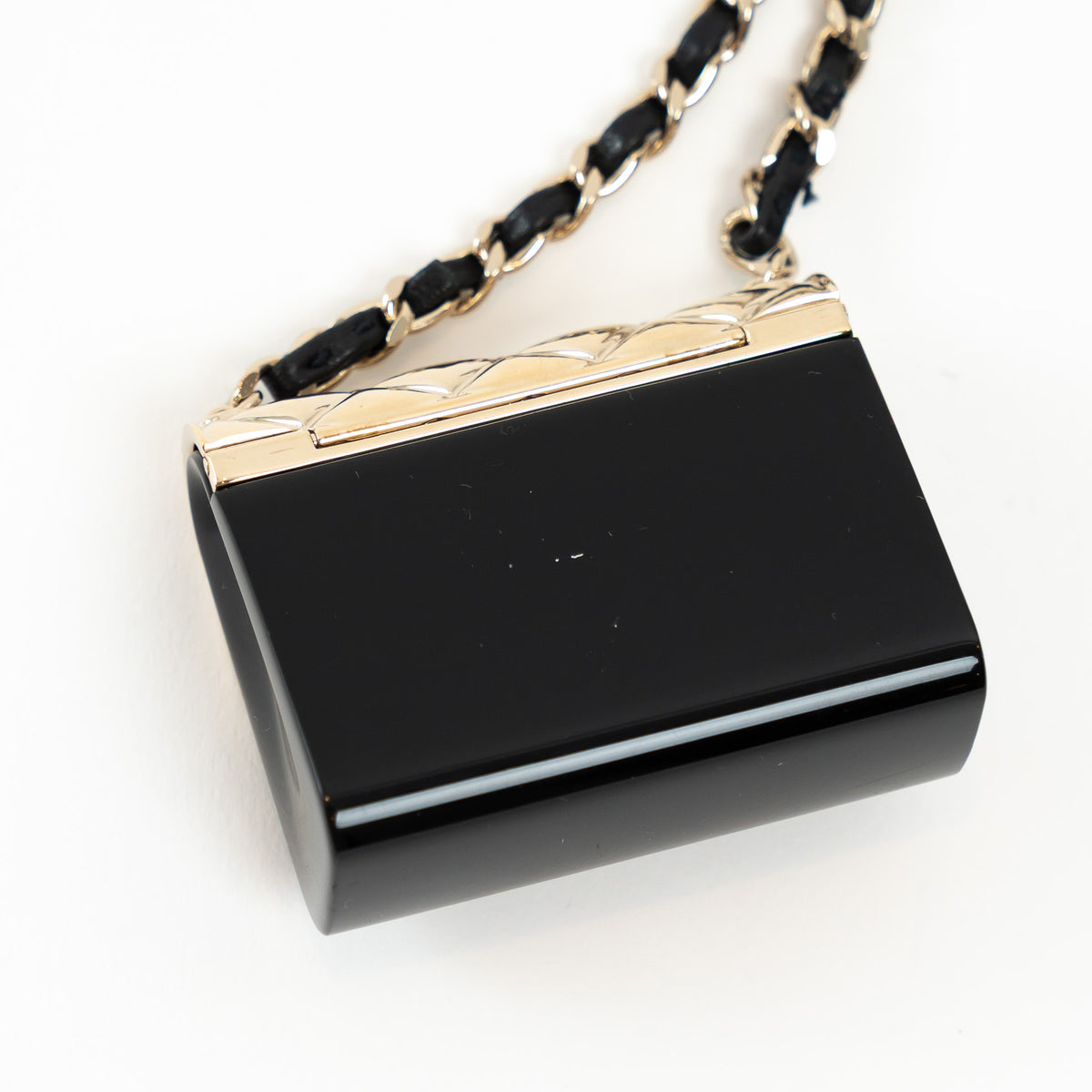 Pre-Loved Chanel™ Gold Tone Black Flap Bag Necklace