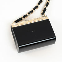 Pre-Loved Chanel™ Gold Tone Black Flap Bag Necklace