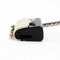 Pre-Loved Chanel™ Gold Tone Black Flap Bag Necklace