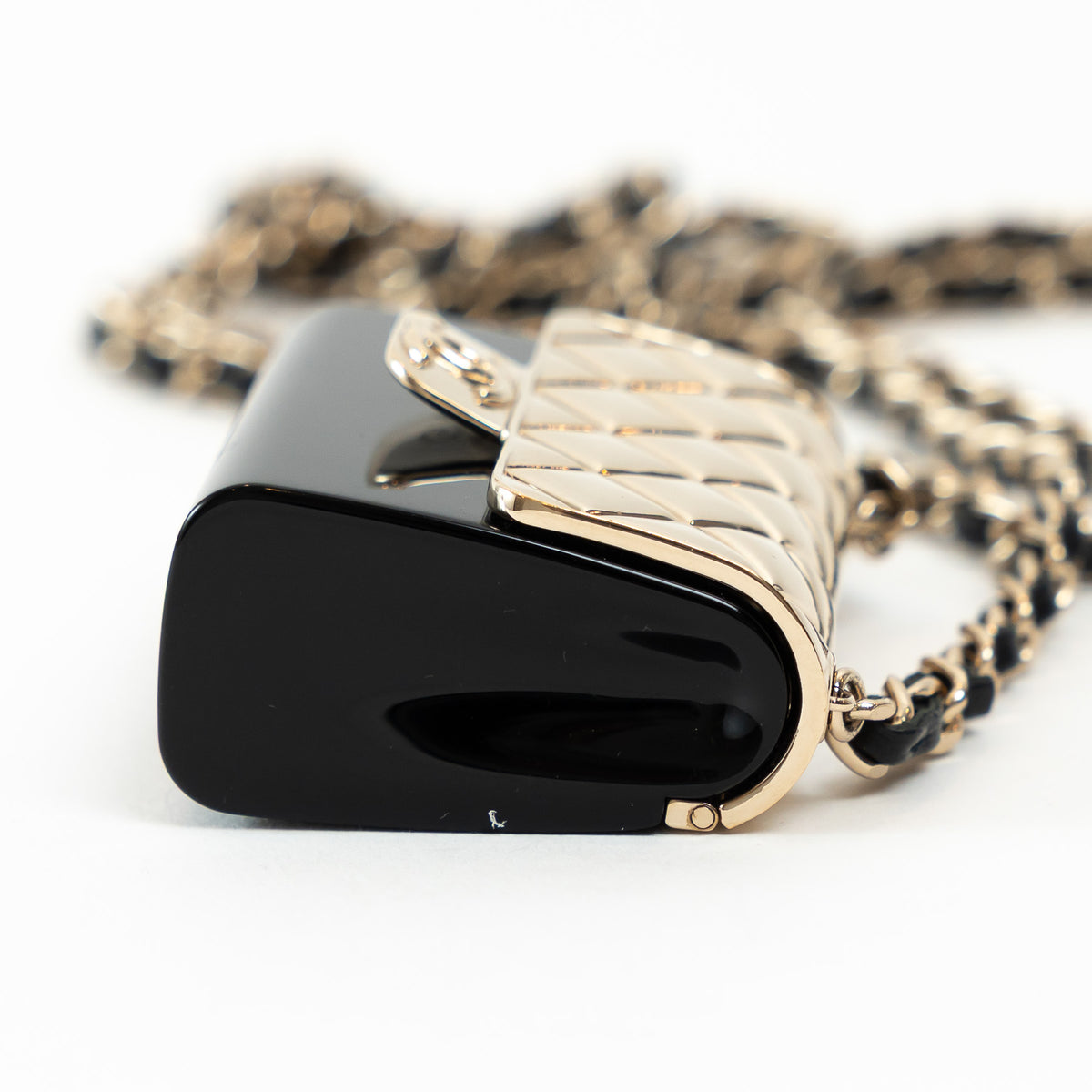 Pre-Loved Chanel™ Gold Tone Black Flap Bag Necklace