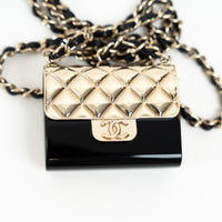 Pre-Loved Chanel™ Gold Tone Black Flap Bag Necklace