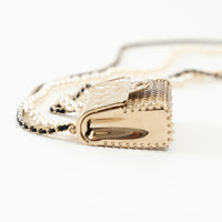 Pre-Loved Chanel™ Gold Tone Faux Pearl Flap Bag Necklace