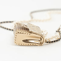 Pre-Loved Chanel™ Gold Tone Faux Pearl Flap Bag Necklace