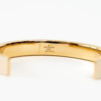 Louis Vuitton Gold Damier Print Enamel Bracelet Size M