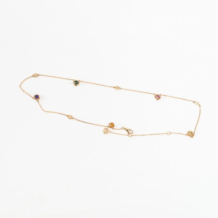 Gucci 18k Yellow Gold Interlocking G Necklace with Gemstones
