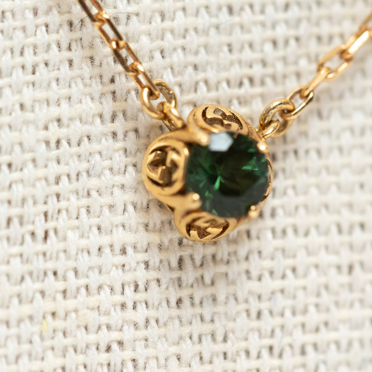 Gucci 18k Yellow Gold Interlocking G Necklace with Gemstones