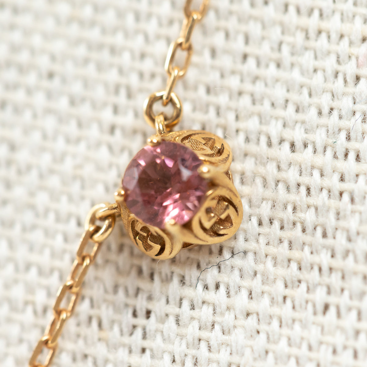 Gucci 18k Yellow Gold Interlocking G Necklace with Gemstones