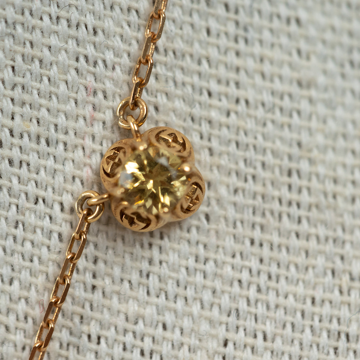 Gucci 18k Yellow Gold Interlocking G Necklace with Gemstones