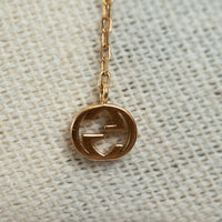 Gucci 18k Yellow Gold Interlocking G Necklace with Gemstones