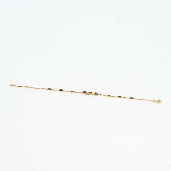 Gucci 18k Gold Link to Love Bracelet with Green Tourmaline