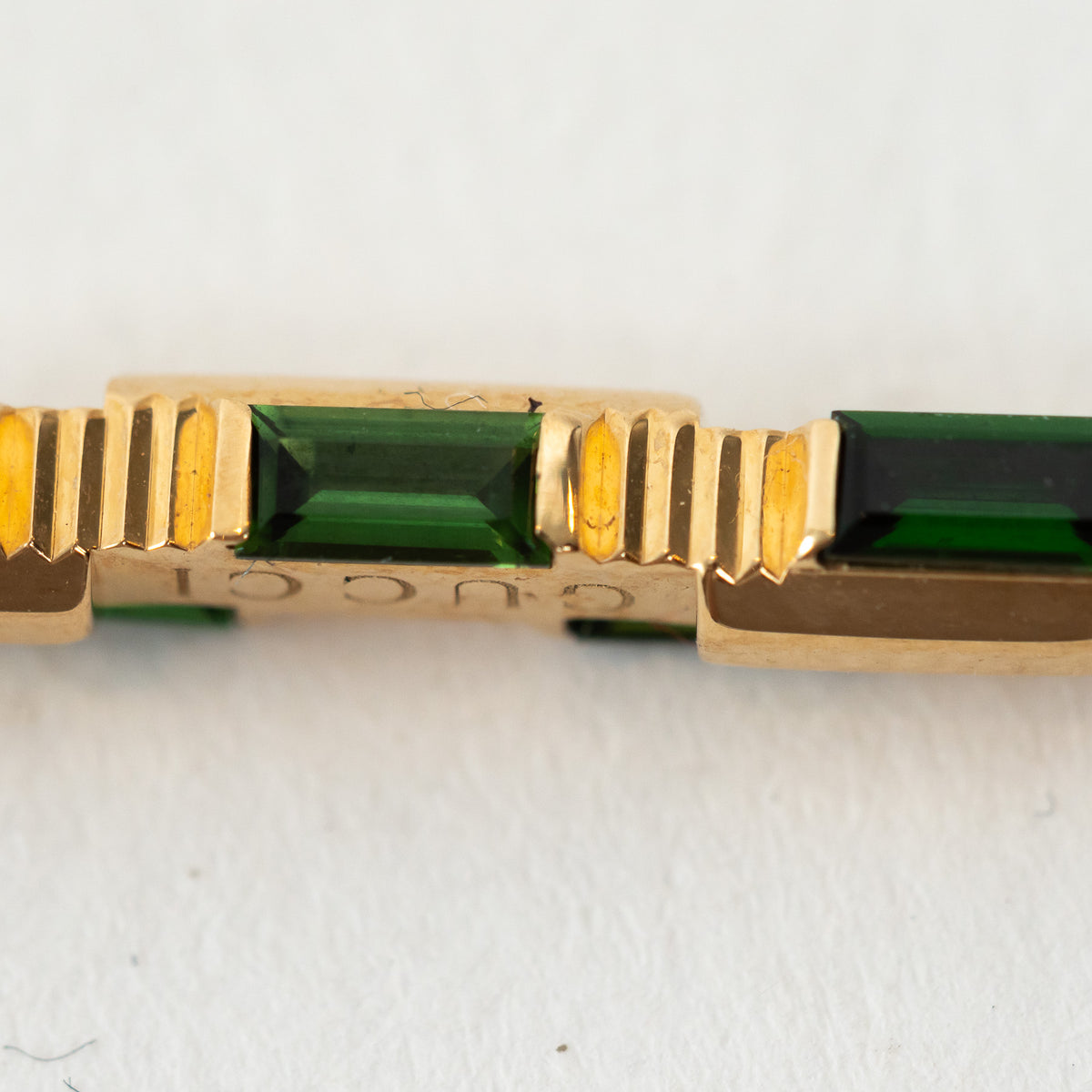 Gucci 18k Gold Link to Love Bracelet with Green Tourmaline