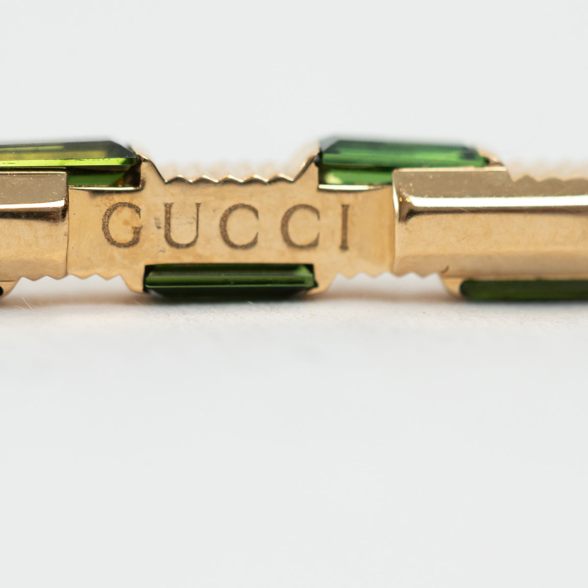 Gucci 18k Gold Link to Love Bracelet with Green Tourmaline