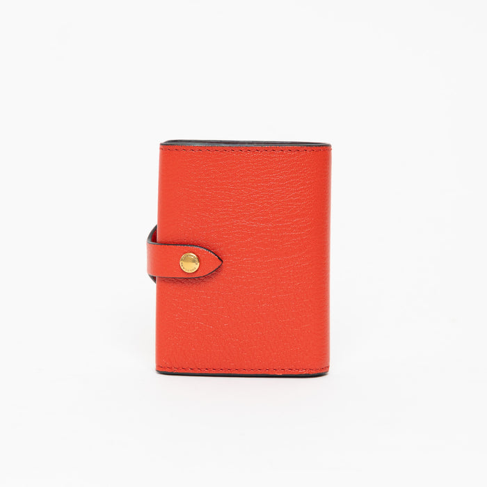Burberry red grained leather bifold wallet