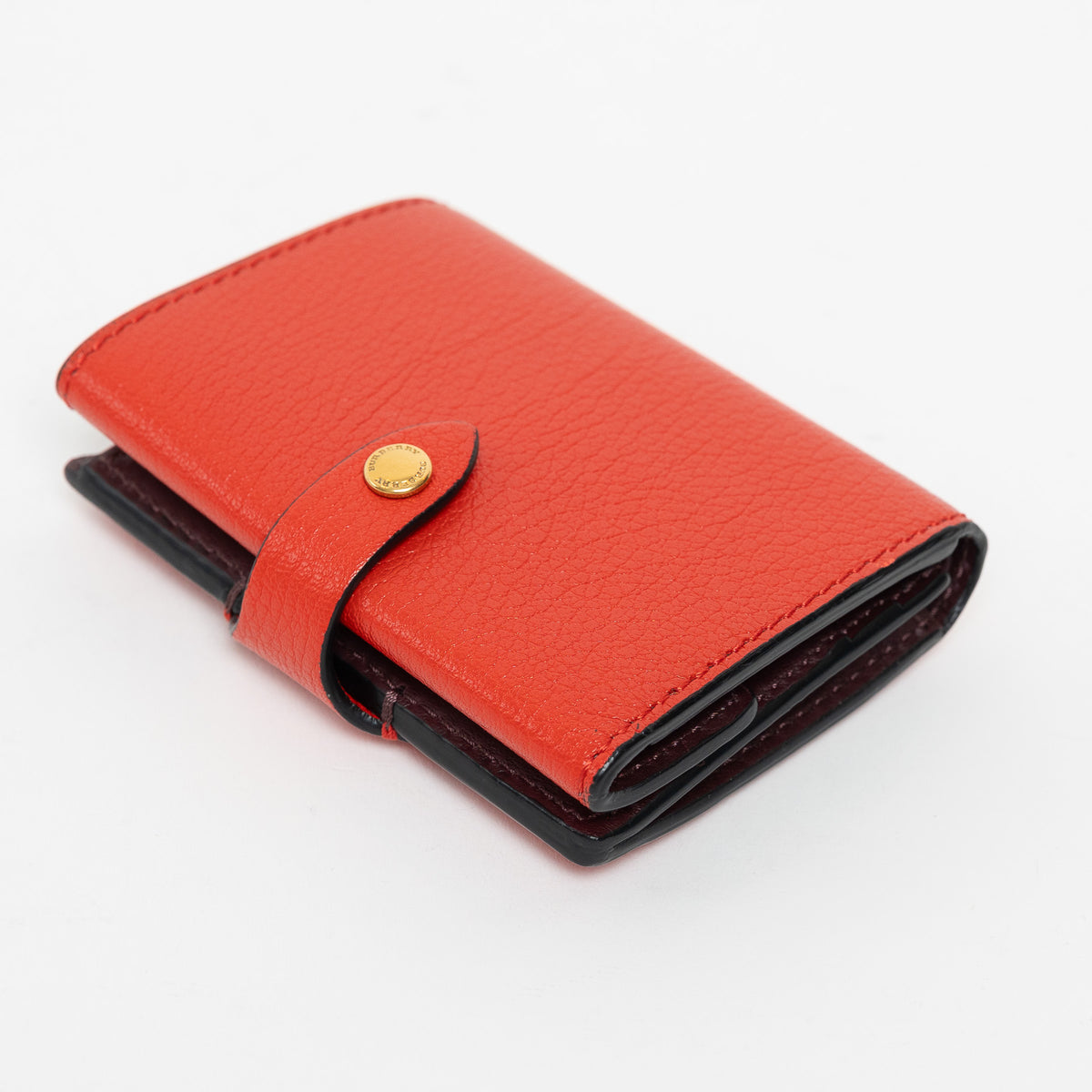 Burberry Red Grained Leather Bifold Wallet