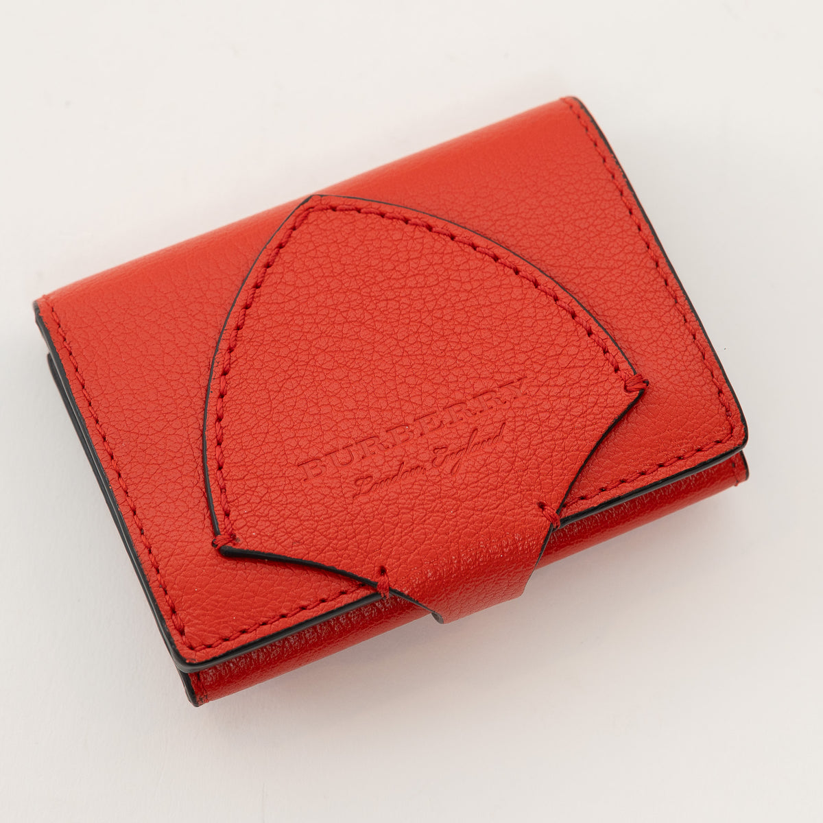 Burberry Red Grained Leather Bifold Wallet