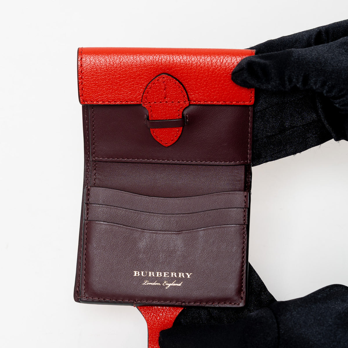 Burberry Red Grained Leather Bifold Wallet