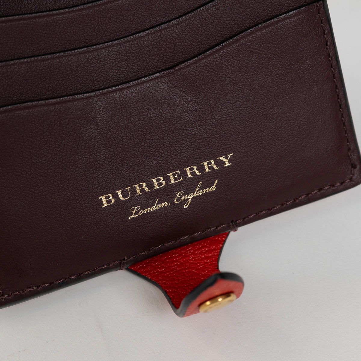 Burberry Red Grained Leather Bifold Wallet