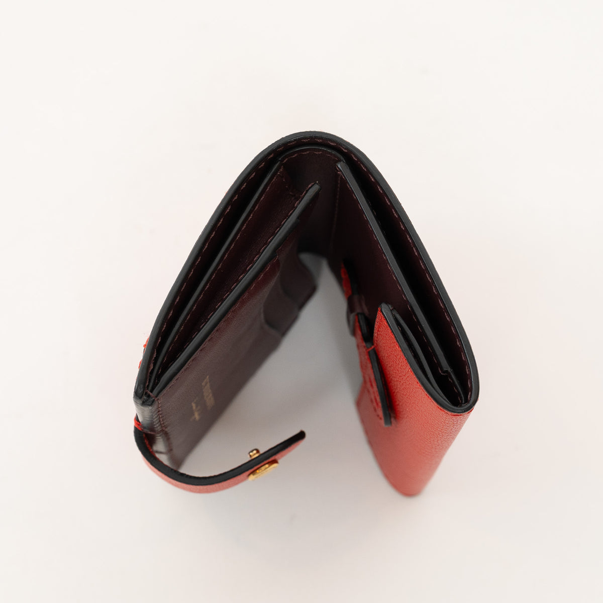 Burberry Red Grained Leather Bifold Wallet