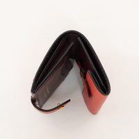 Burberry Red Grained Leather Bifold Wallet