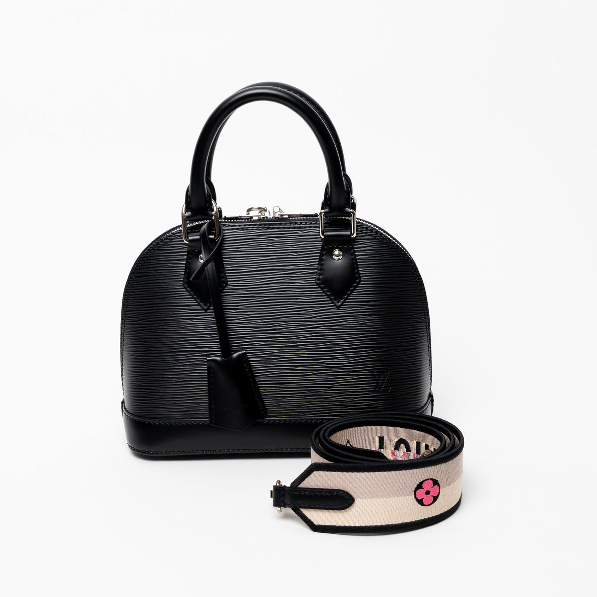 Louis Vuitton Black Epi Leather BB Alma Handbag with Guitar Strap