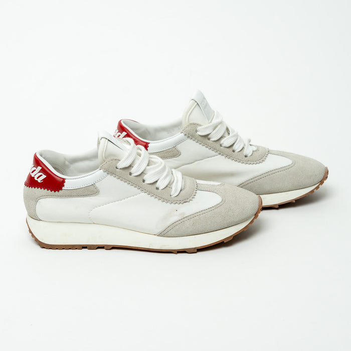 Prada Suede and Textile Sneakers with Red Details Size 35.5