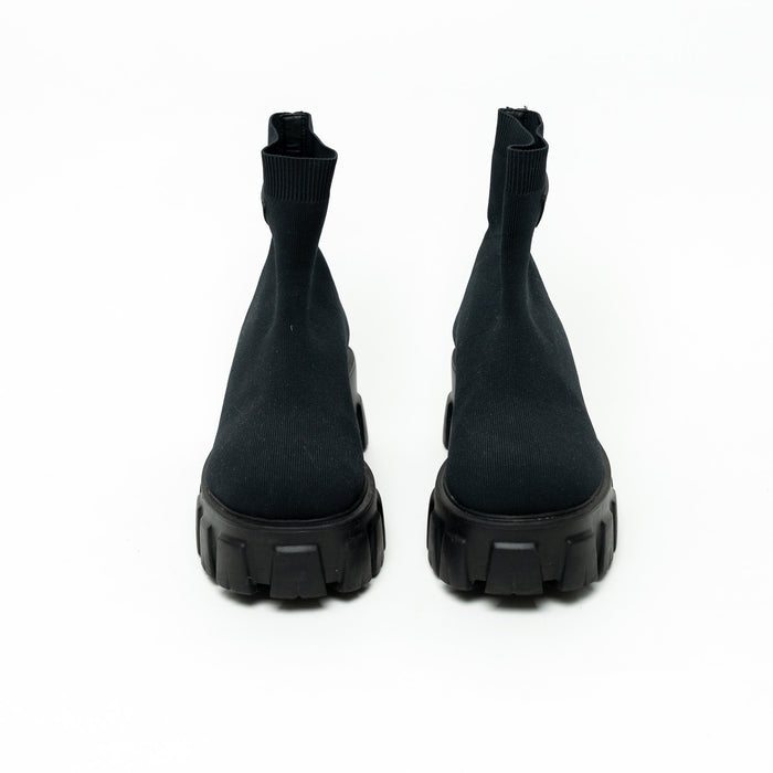 Prada Monolith Black Textile Sock Boots Size 36.5