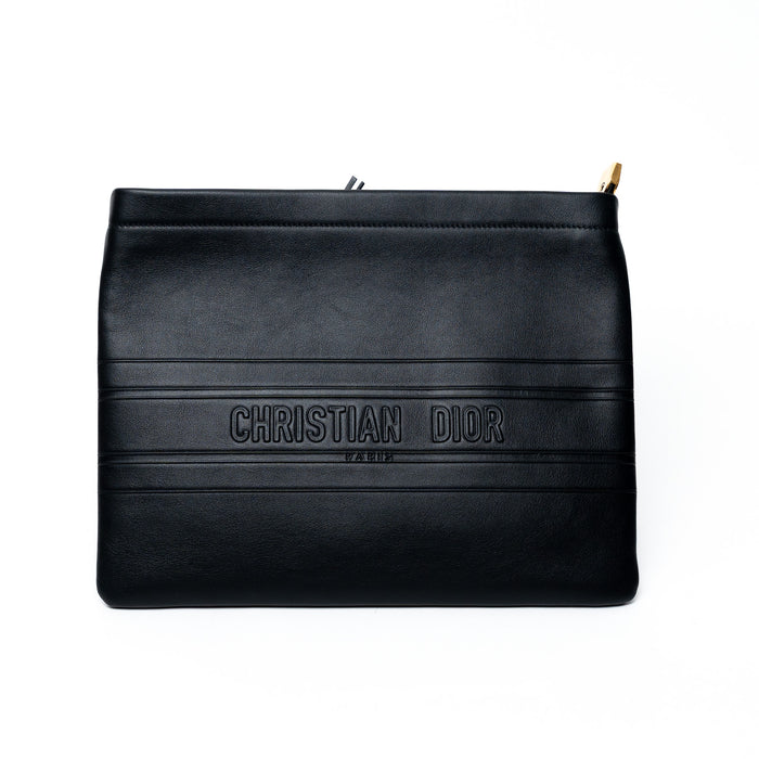 Dior Black Grained Leather Pouch