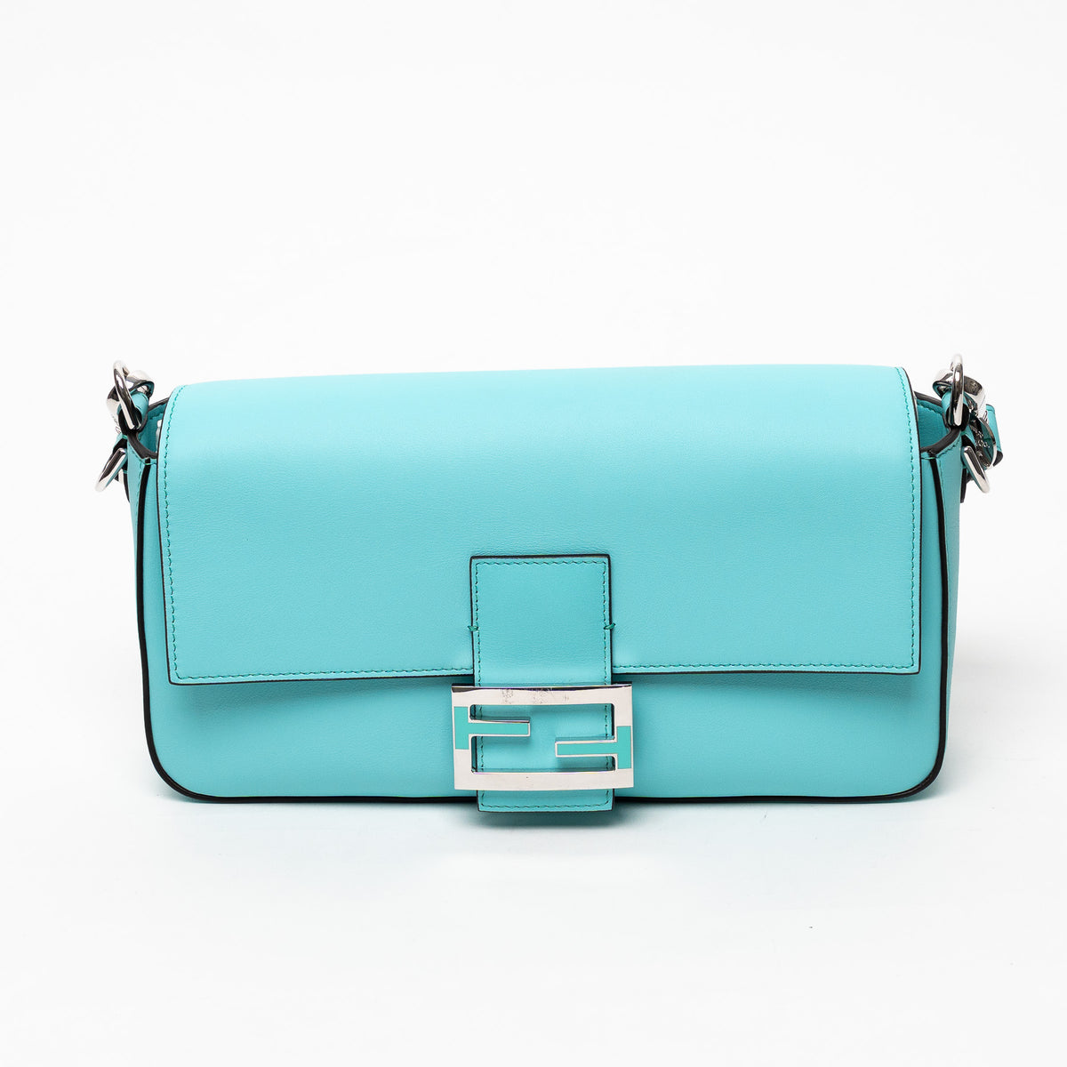 Fendi x Tiffany & Co. Tiffany Blue Calfskin Leather Medium Baguette Shoulder Bag