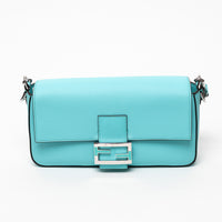Fendi x Tiffany & Co. Tiffany Blue Calfskin Leather Medium Baguette Shoulder Bag