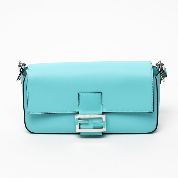 Fendi x Tiffany & Co. Tiffany Blue Calfskin Leather Medium Baguette Shoulder Bag