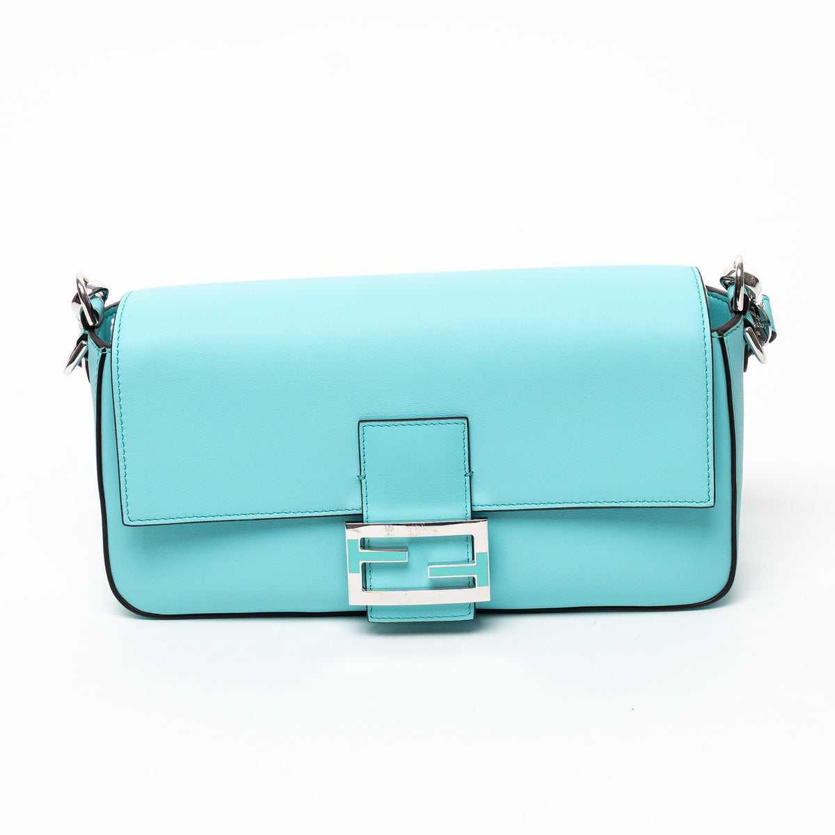 Fendi x Tiffany & Co. Tiffany Blue Calfskin Leather Medium Baguette Shoulder Bag