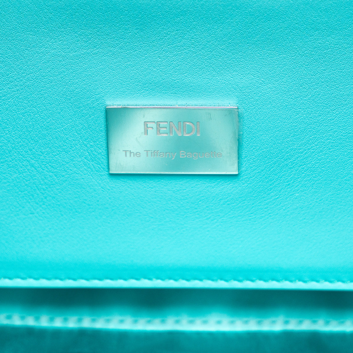 Fendi x Tiffany & Co. Tiffany Blue Calfskin Leather Medium Baguette Shoulder Bag