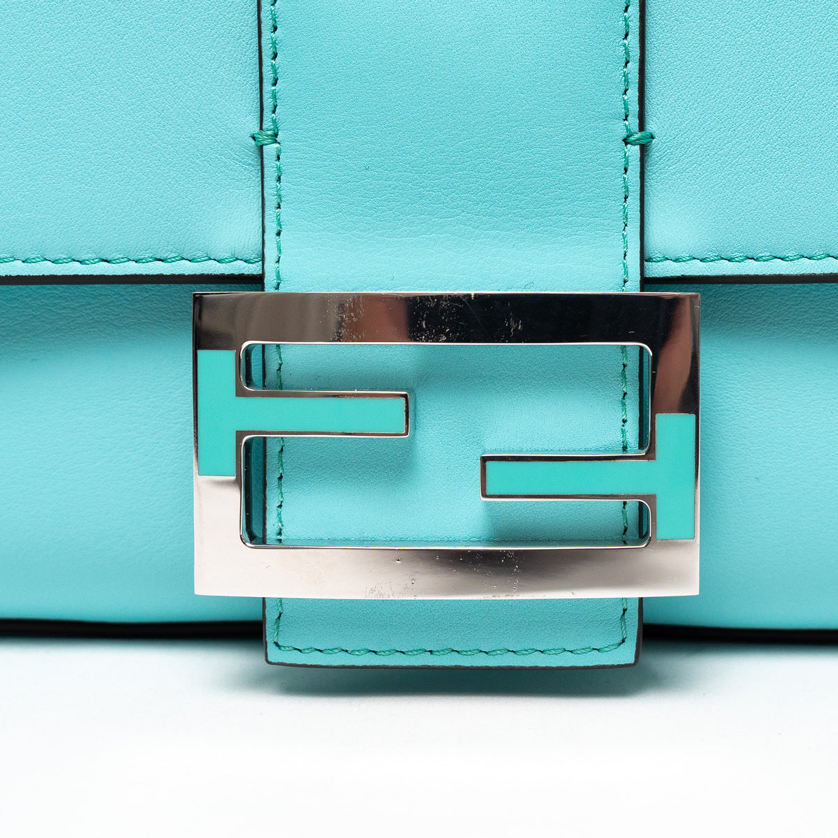 Fendi x Tiffany & Co. Tiffany Blue Calfskin Leather Medium Baguette Shoulder Bag