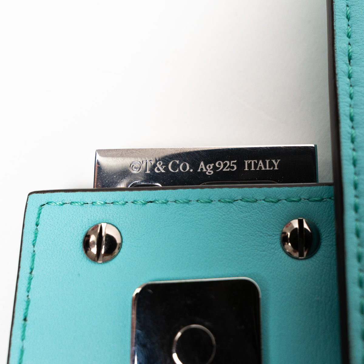 Fendi x Tiffany & Co. Tiffany Blue Calfskin Leather Medium Baguette Shoulder Bag