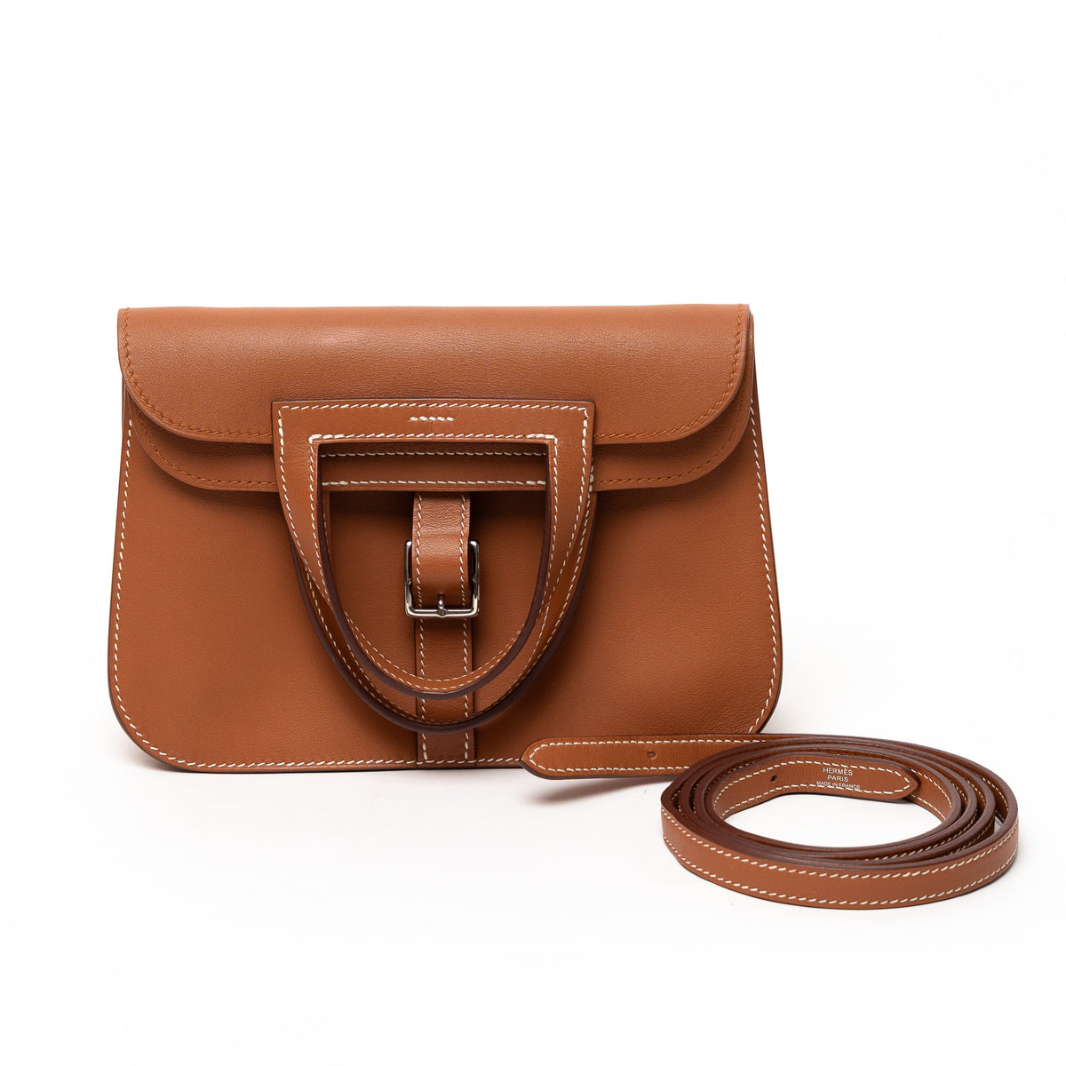 Hermes Gold Swift Leather Halzan Mini Bag 22