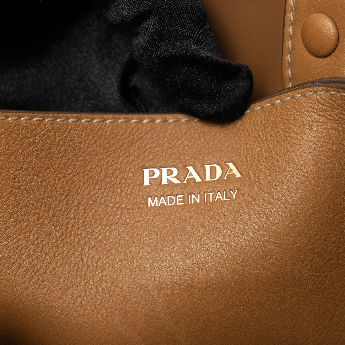 Prada Caramel Calfskin Leather Large Buckle Belt Handbag