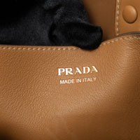 Prada Caramel Calfskin Leather Large Buckle Belt Handbag