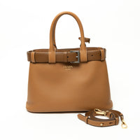 Prada Caramel Calfskin Leather Large Buckle Belt Handbag