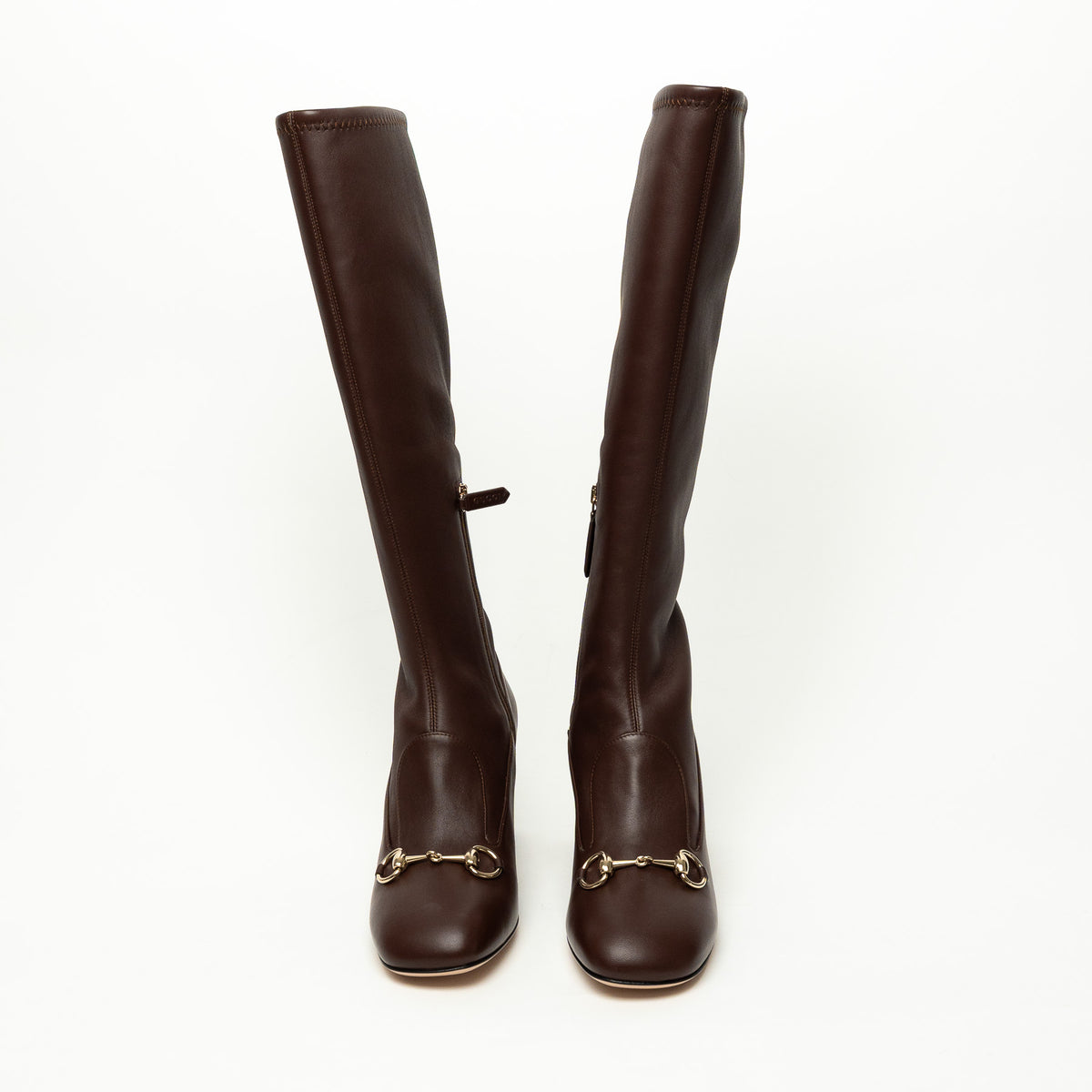 Gucci Brown Grained Leather Knee High Boot Size 38.5