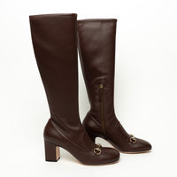 Gucci Brown Grained Leather Knee High Boot Size 38.5