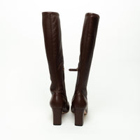 Gucci Brown Grained Leather Knee High Boot Size 38.5